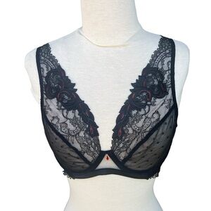 Lise Charmel Soirée Libertine Embroidered Lace Bra Swarovski ACG7450B 36B NWT